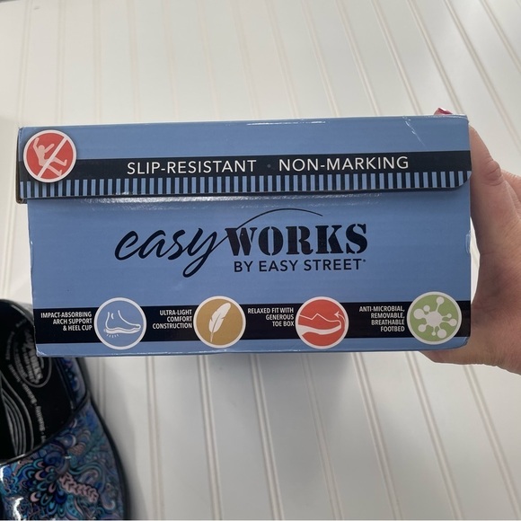 EASY WORKS LYNDEE BLUE PAISLEY WORK NURSING SHOE SIZE 8 - Picture 8 of 10